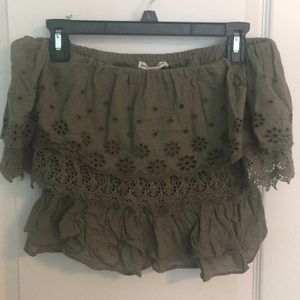 Green American Eagle Layered Tube Top